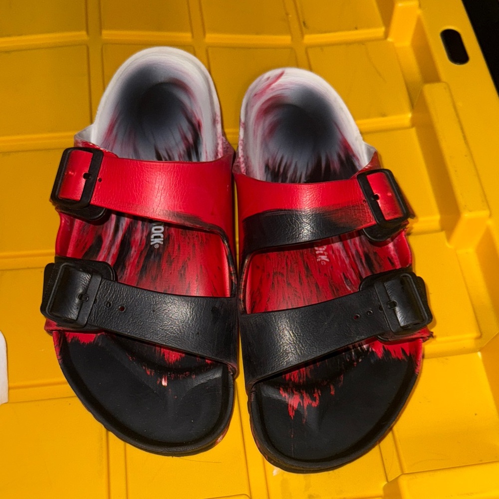 Birkenstock Stylish Red and Black Kids Sandals